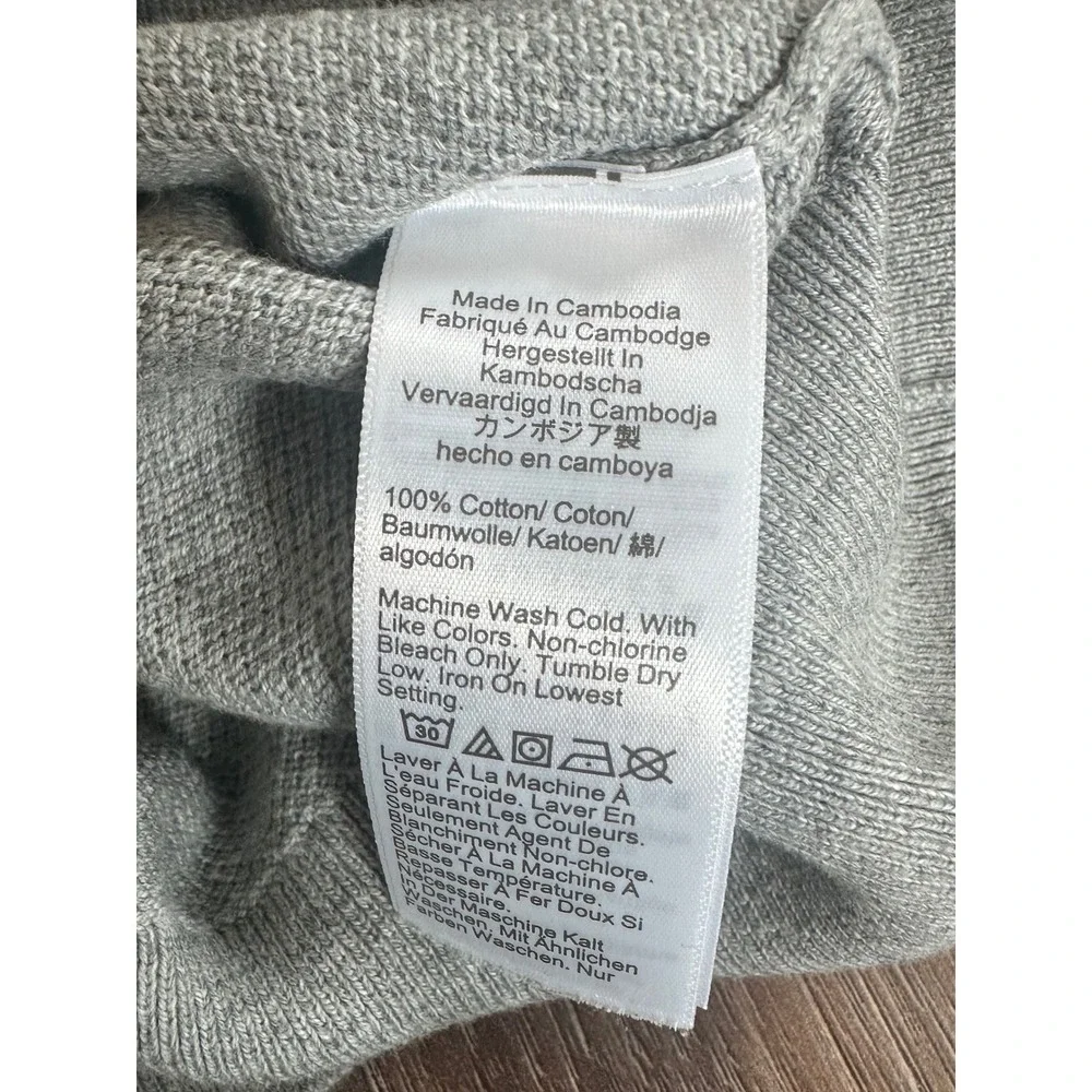 J.Crew‎ Mens Cotton Crewneck Sweater Heather Light Grey Textured Knit Size L
